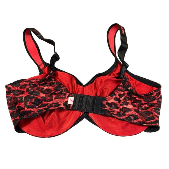 Wacoal 34DD Awareness Red & Black Leopard Print Underwire Bra 855157 - Picture 2 of 4